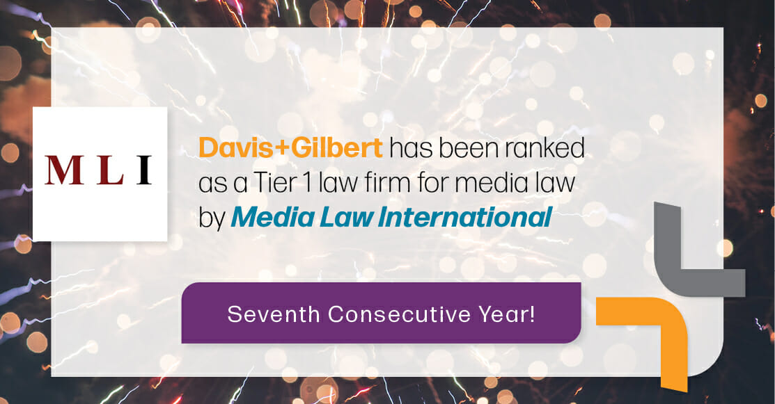 Davis+Gilbert Continues to be Recognized as Top Law Firm by Media 